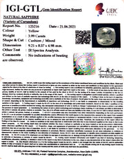 4.42 Ratti Natural Ceylonese Yellow Sapphire with Govt Lab Certificate-(6771)